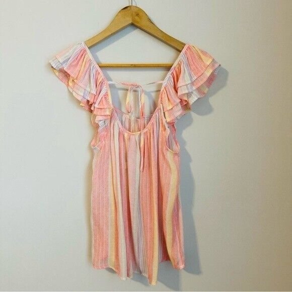 Mine Clara Multi Striped Top - Coral Women’s Size Medium NWT - Picture 5 of 12